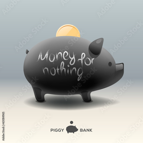 Piggy moneybox - money for nothing, vector Eps10 image.