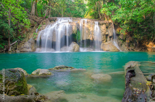 Waterfall in Deep forest at Erawan waterfall National Park 