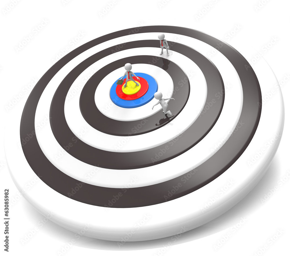 3d businessman at the center of a target
