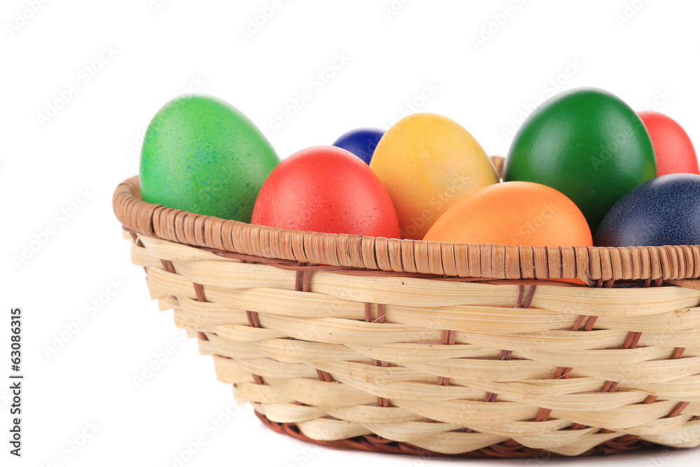 Easter eggs and basket isolated. Easter eggs and basket isolated.