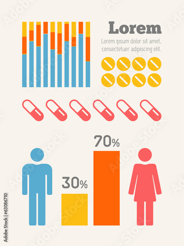Flat Medical Infographics Elements. Vector.