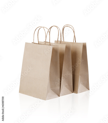 Empty paper bag isolated on white