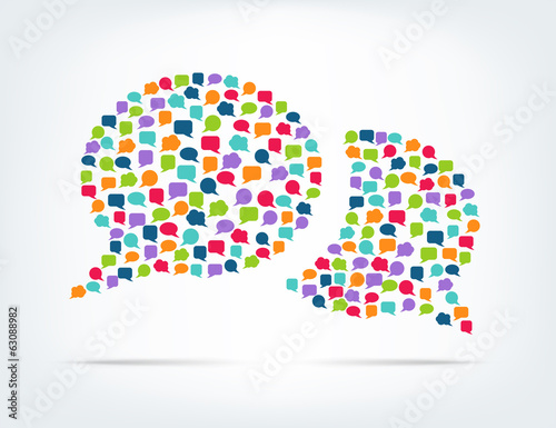 Vector thought and speech bubbles formed from colorful bubbles