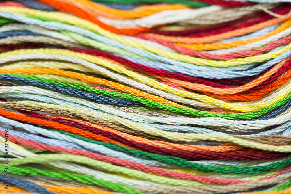 Multicolor sewing threads texture