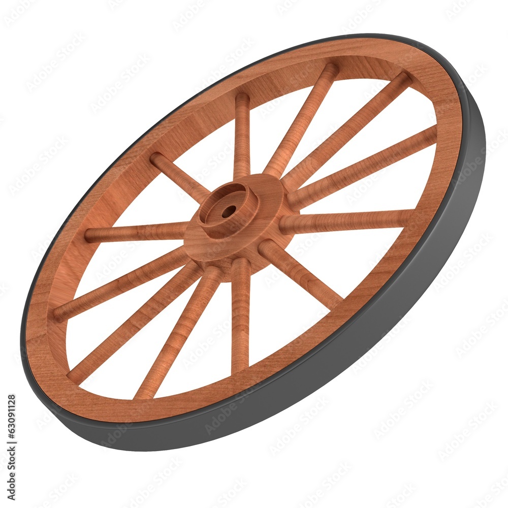 realistic 3d render of old wheel