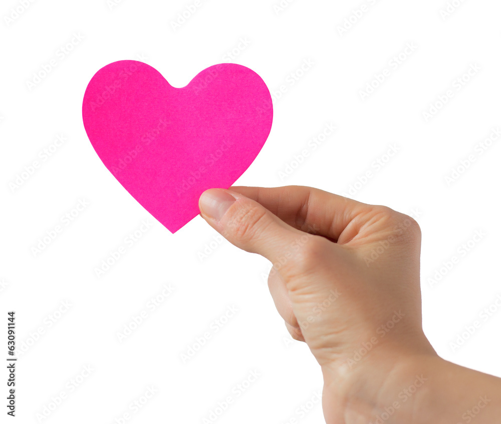 Empty heart shaped paper note in hand Empty heart shaped paper note in hand