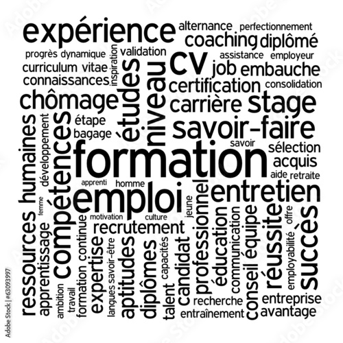 Nuage de Tags "FORMATION" (travail diplômes études réussite cv)