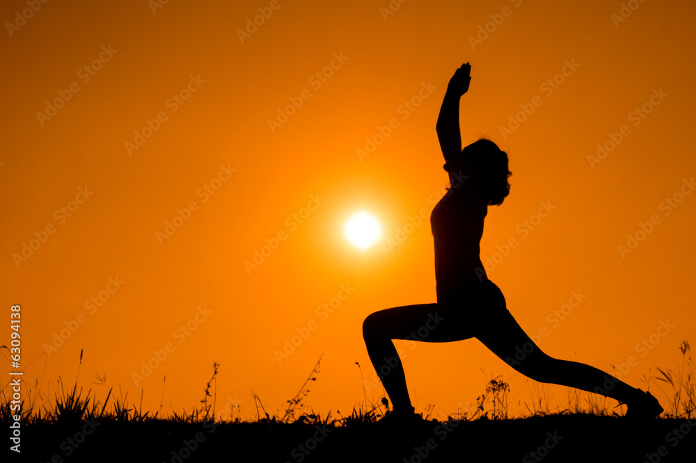 Silhouette woman with standing position yoga. Silhouette woman with standing position yoga.