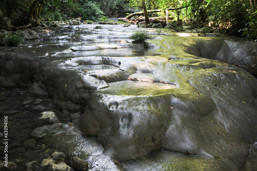 Waterfalls of siete altares on the forest at Livingston photo