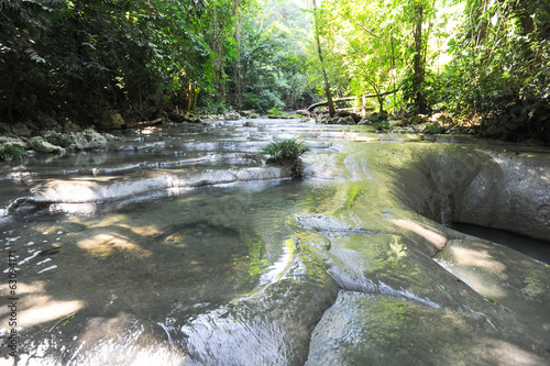 Waterfalls of siete altares on the forest at Livingston photo