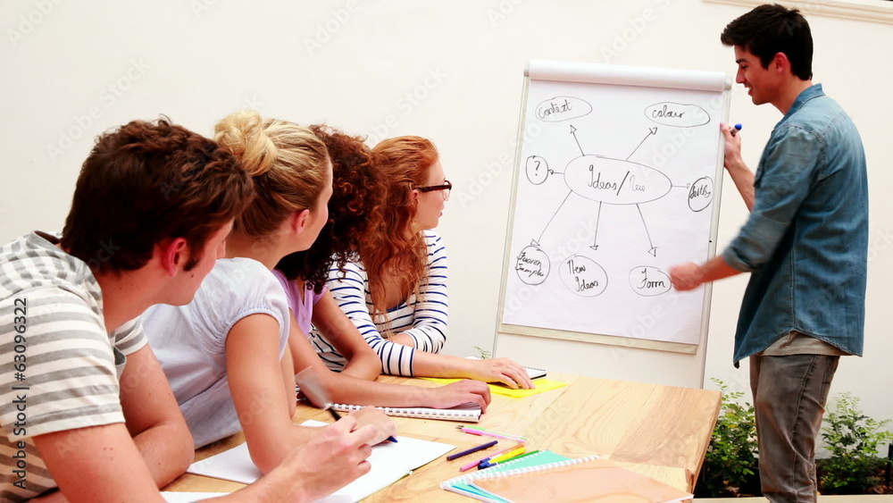 Student presenting an idea to his classmates