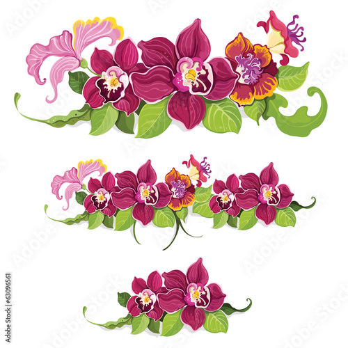 Tropical flower elements pattern
