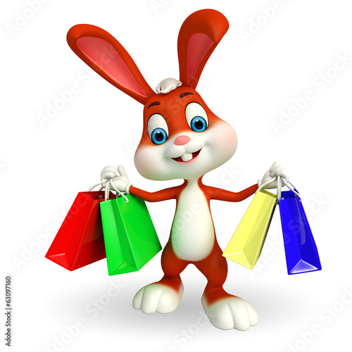 cute easter bunny with shopping bags