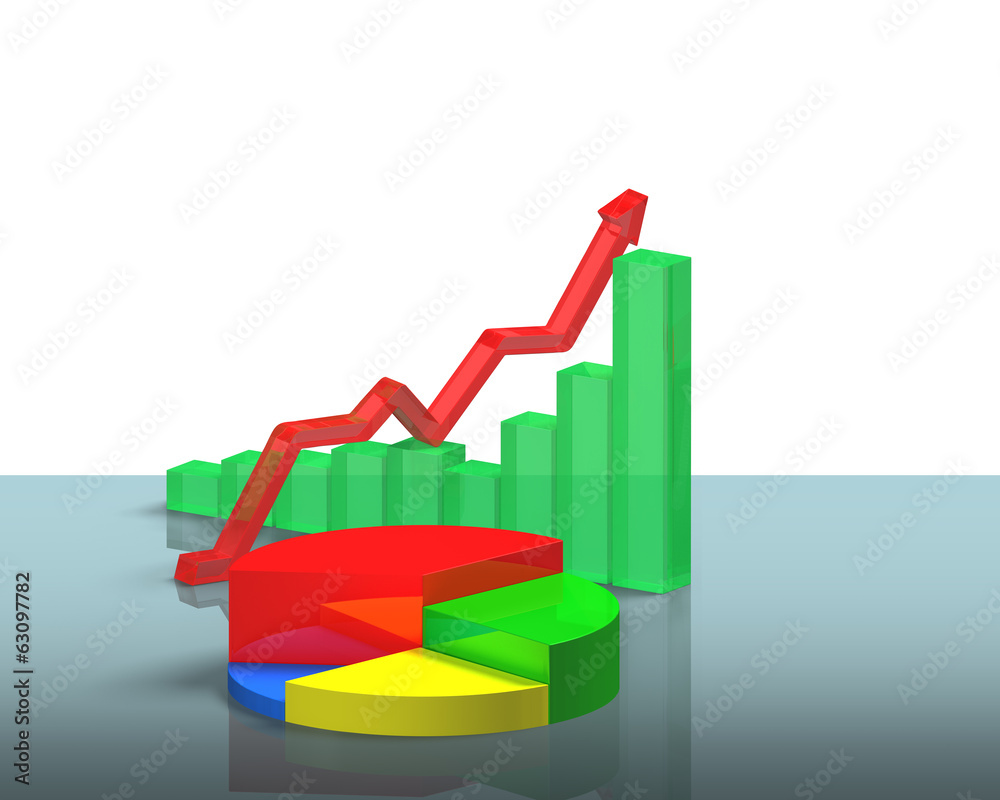 3D chart on glass table