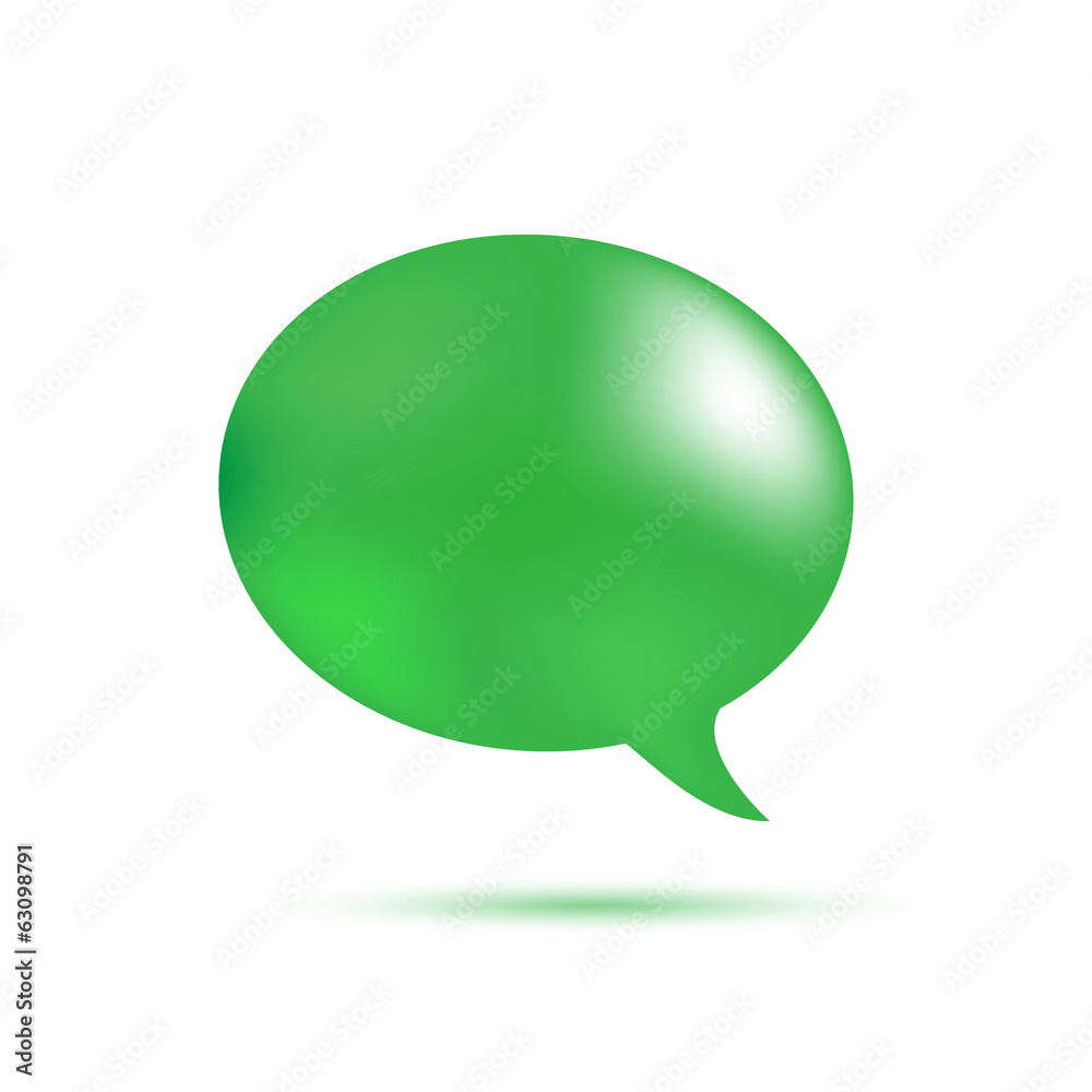 Green word speech on white Green word speech on white