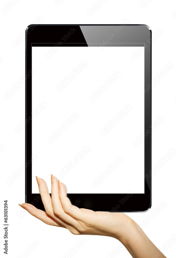 タブレットと女性の手