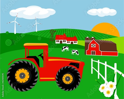 Farm Landscape Illustration