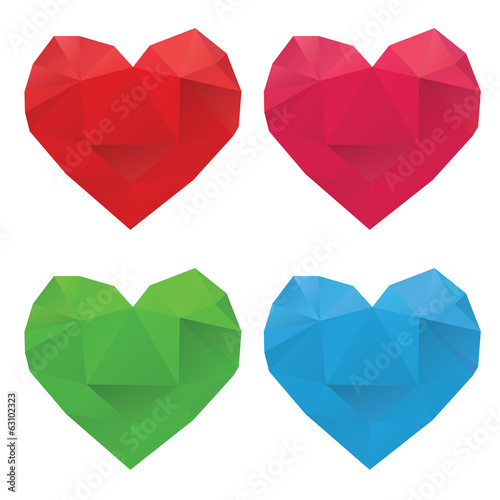 Polygonal Hearts Set