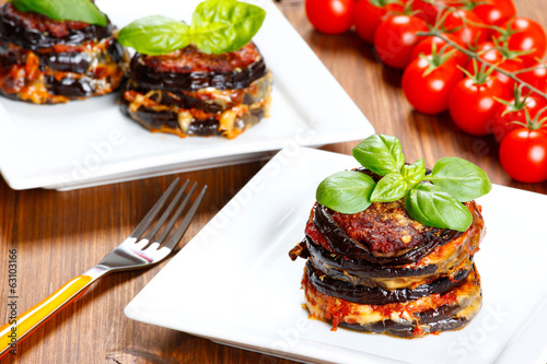 Parmigiana di melanzane: baked eggplant - italy, sicily cousine-
