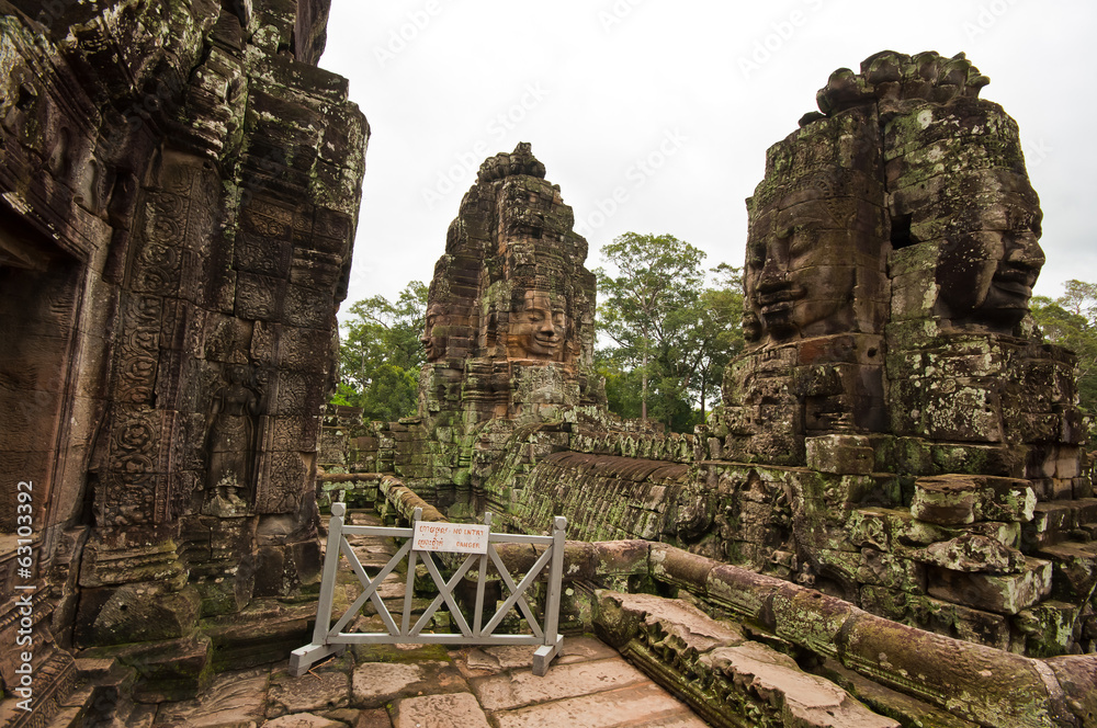 Ancient buddhist khmer temple in Angkor Wat, Cambodia. Bayon Pra