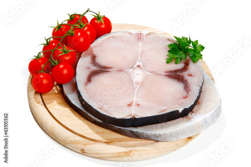Slices of swordfish with vegetables