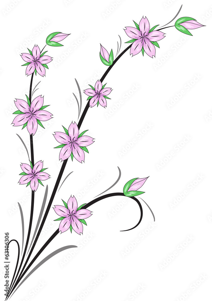fiori di ciliegio stilizzati Stock Vector | Adobe Stock