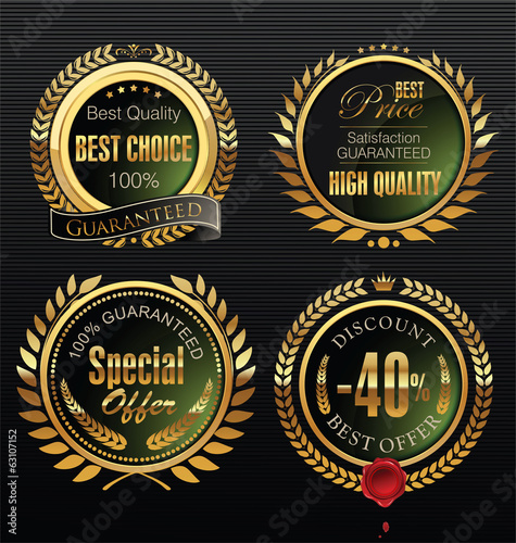 Premium quality gold and green medallion with laurel wreath