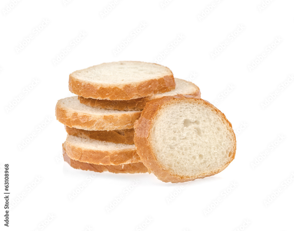 Sliced bread isolated on white background.