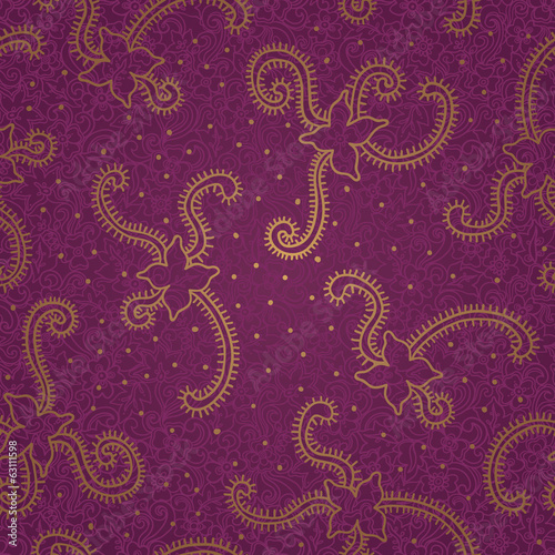 Ornate floral seamless texture. Purple endless pattern