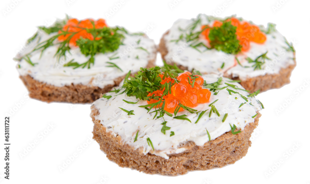 Delicious canapes isolated on white