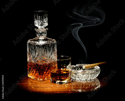 Fotografie, Obraz Whisky and a cigar