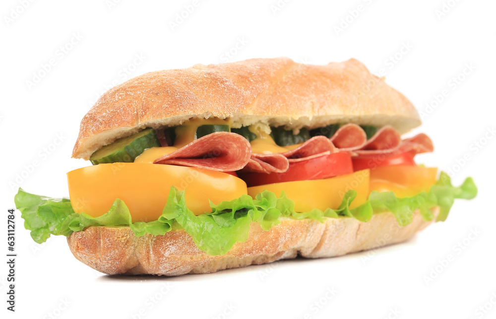 French baguette fresh sandwich. French baguette fresh sandwich.