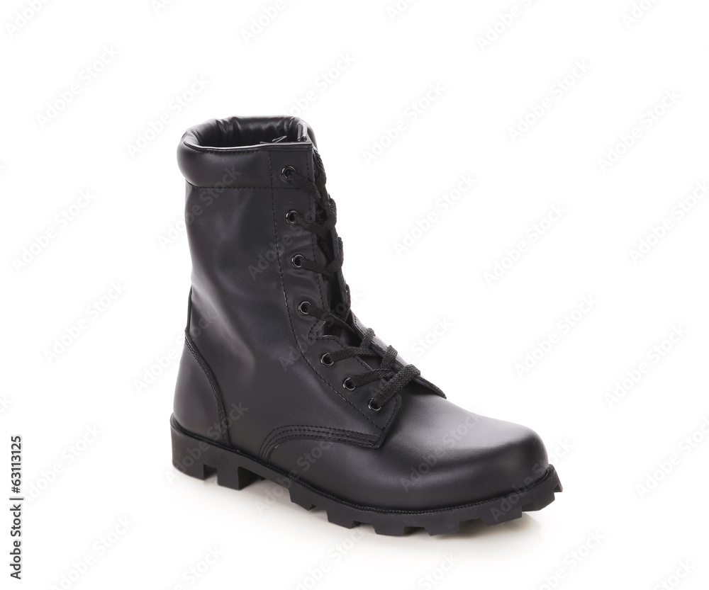 Black man's boot. Side view.