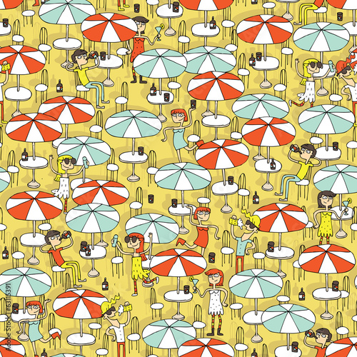 Beach bar seamless pattern