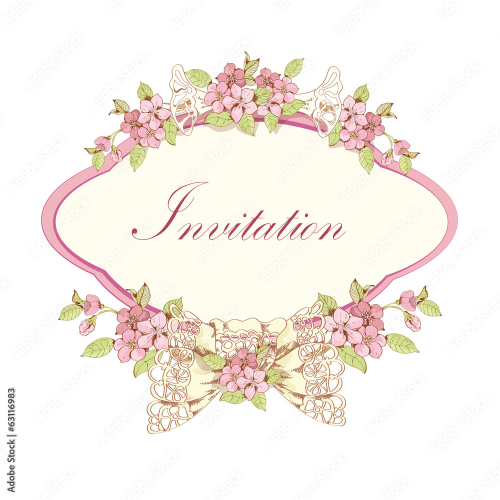 Fototapeta premium Blooming cherry invitation