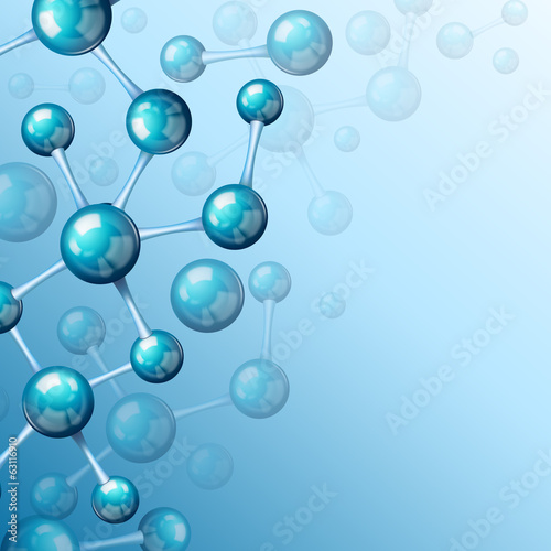 3D Kugeln Tapete - Fototapete Blue molecule 3d background