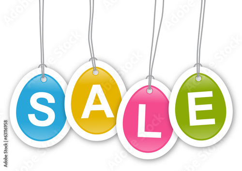 Osterei-Anhänger mit Schriftzug "SALE" blau, gelb, pink, grün