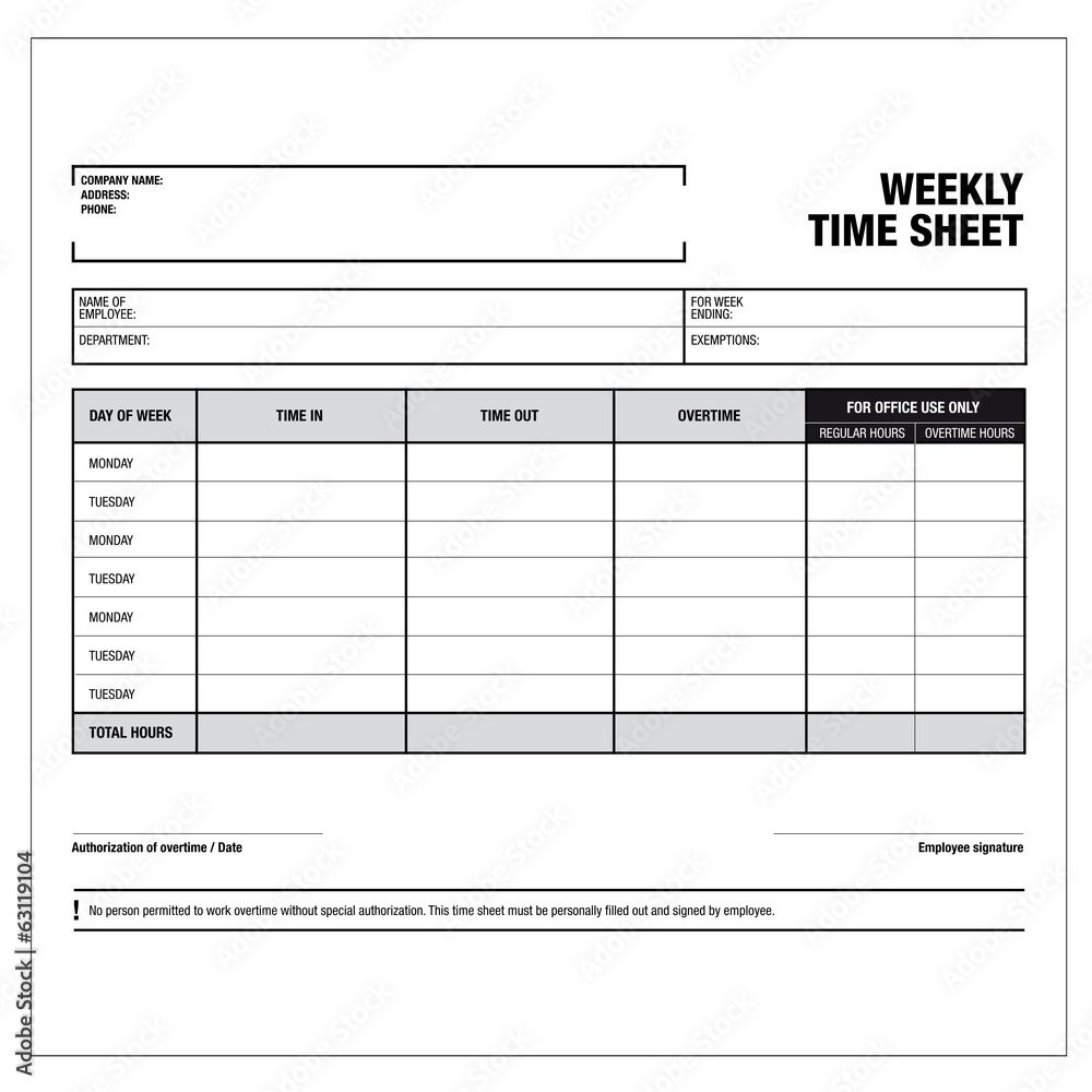 employee-weekly-time-sheet-template-stock-vector-adobe-stock