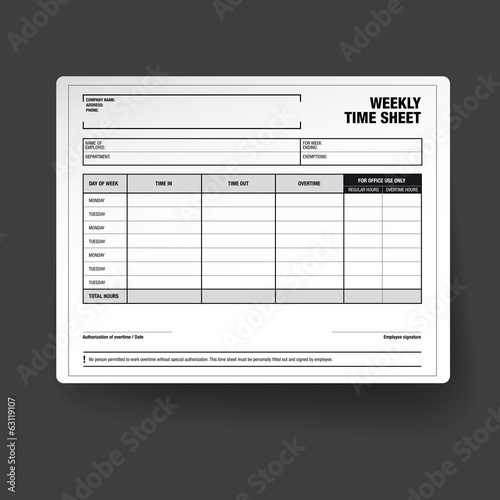 Employee weekly time sheet template