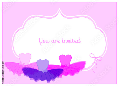 birthday party card, leotards with colorful tulle tutus