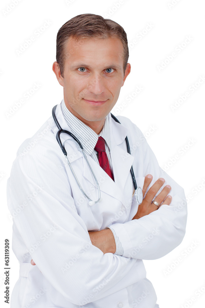 Confident smiling male Doctor with stethoscope Confident smiling male Doctor with stethoscope