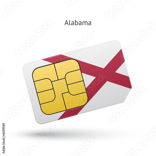 State of Alabama phone sim card with flag.