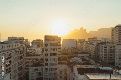 Sunset over city in Rio De Janeiro