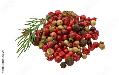 Red, black and white pepper heap