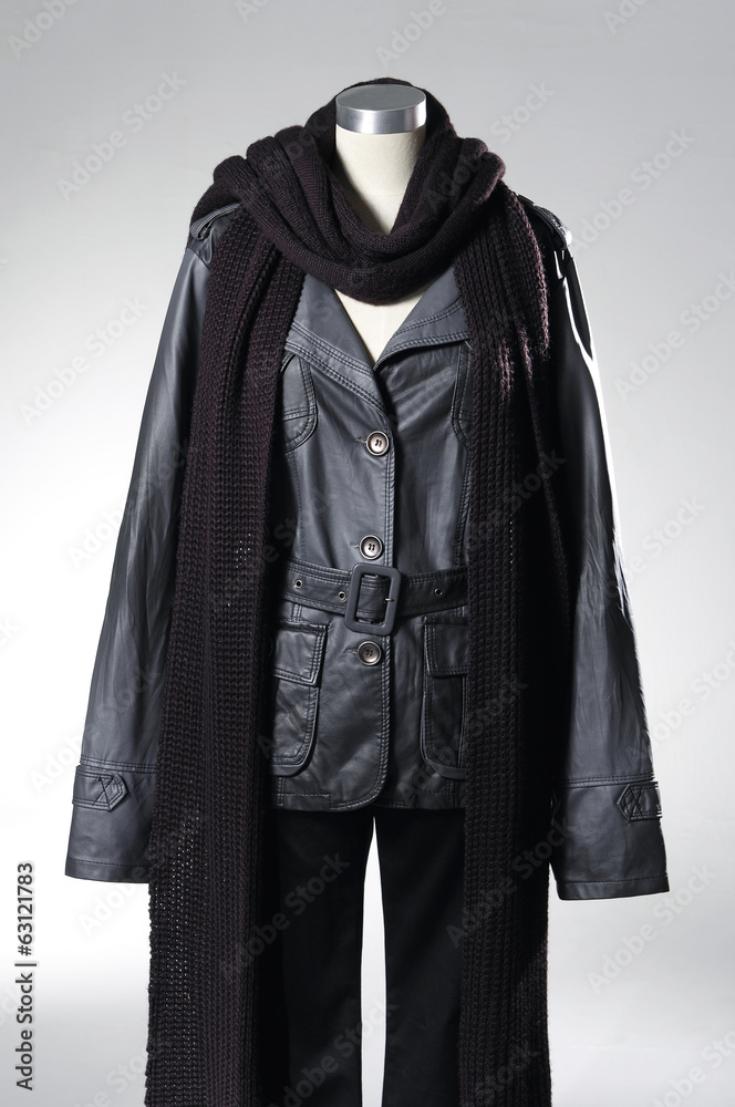 female jacket in mannequin isolated on light background