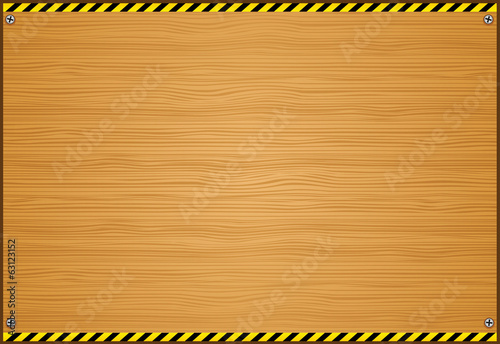 Wood Plank Background with Caution Tape Pattern