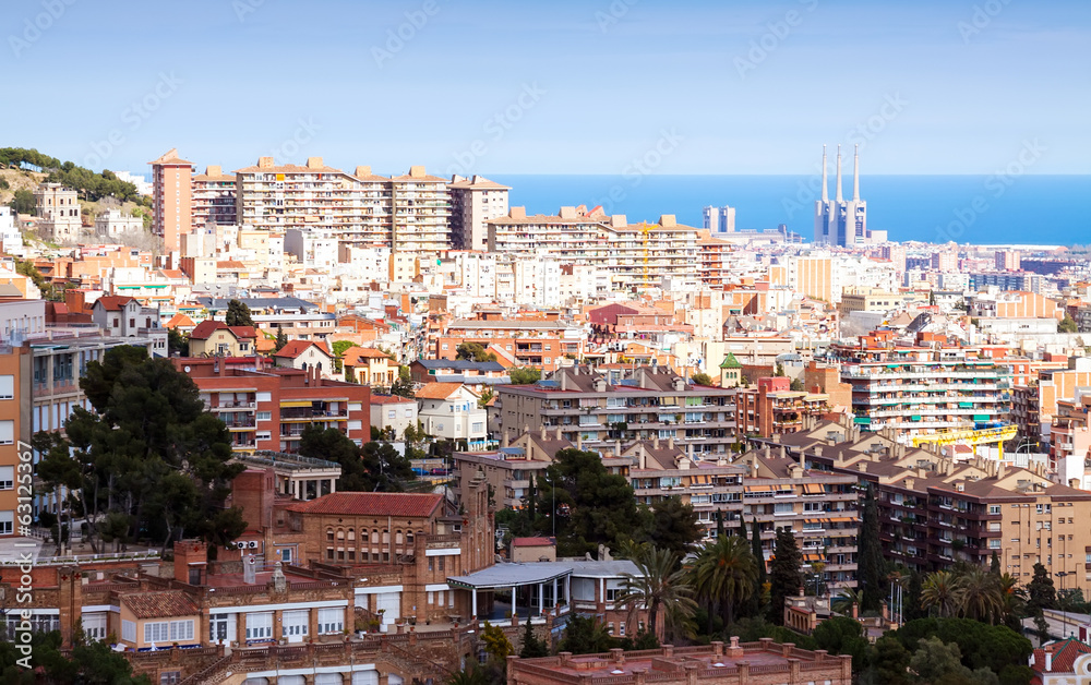 picturesque view of Barcelona from high point