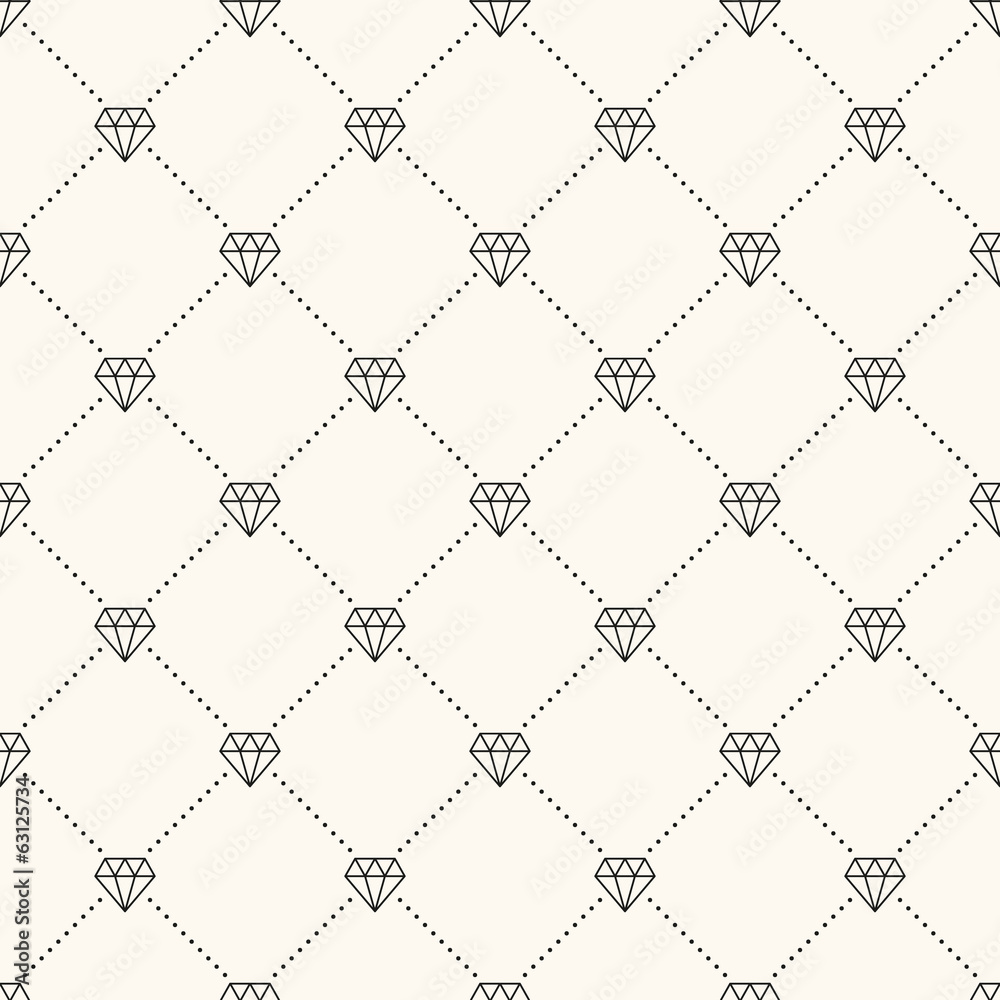 Fototapeta premium Vector seamless retro pattern, with diamonds.