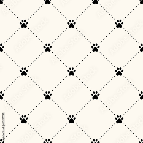 Seamless animal pattern of paw footprint