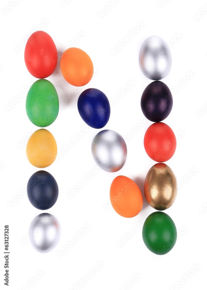 Letter N from the eggs for easter. Letter N from the eggs for easter.
